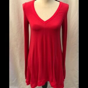 ANTHROPOLOGIE Deletta Red Tunic Tops Size Small
